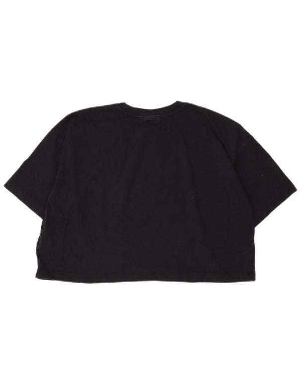 Champion Womens Crop Oversized Graphic T-Shirt Top UK 10 Small Black Cotton