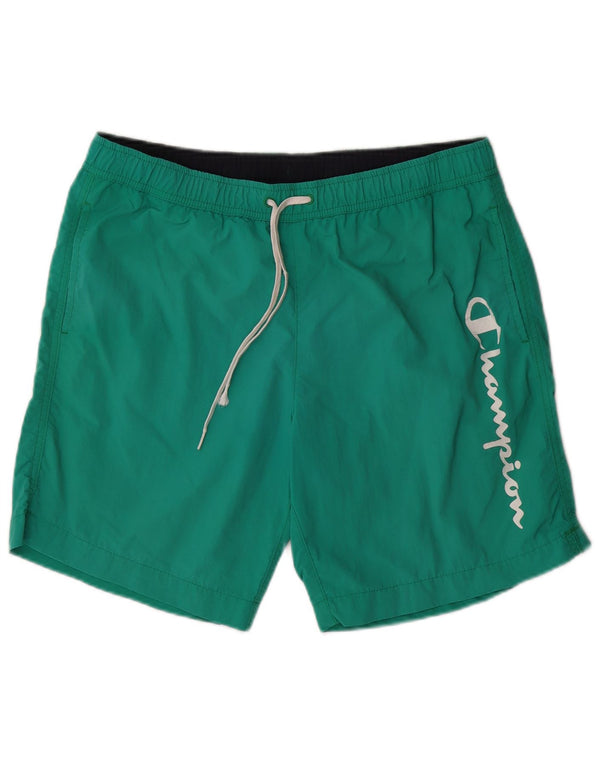 CHAMPION Mens Graphic Swimming Shorts Large  Green Polyamide