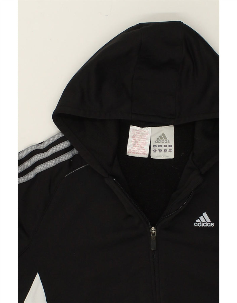 ADIDAS Girls Zip Hoodie Sweater 13-14 Years XL Black Colourblock Cotton | Vintage Adidas | Thrift | Second-Hand Adidas | Used Clothing | Messina Hembry 