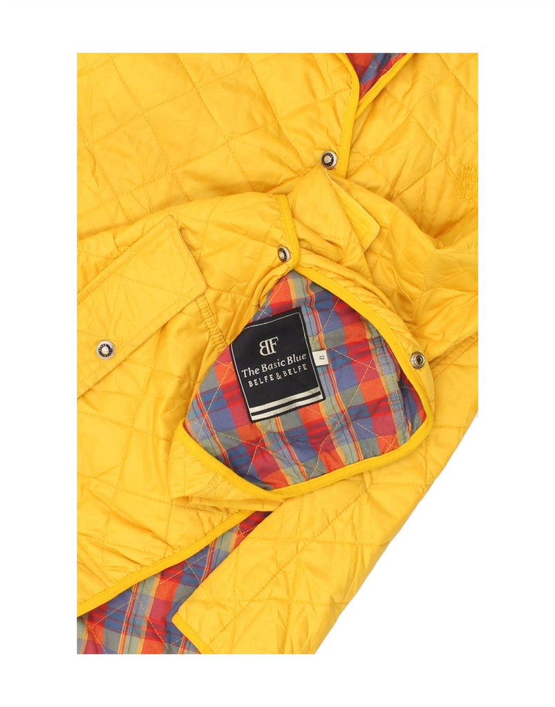 BELFE & BELFE Womens Quilted Jacket IT 42 Medium Yellow Argyle/Diamond Vintage Belfe & Belfe and Second-Hand Belfe & Belfe from Messina Hembry 