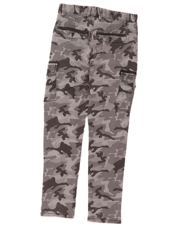 Benetton Boys Slim Cargo Trousers 11-12 Years W28 L27 Grey Camouflage