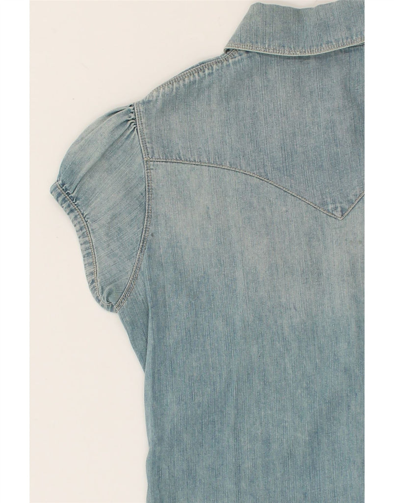 LEVI'S Womens Short Sleeve Denim Shirt UK 10 Small Blue Cotton | Vintage Levi's | Thrift | Second-Hand Levi's | Used Clothing | Messina Hembry 