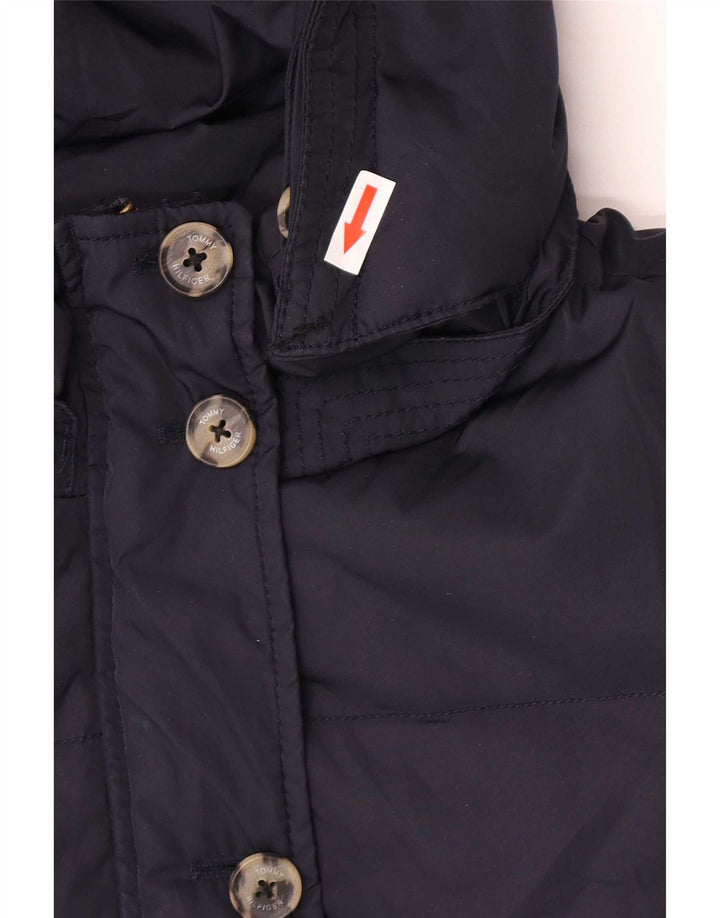 Tommy Hilfiger Womens Hooded Padded Jacket UK 12 Medium Navy Blue Polyester