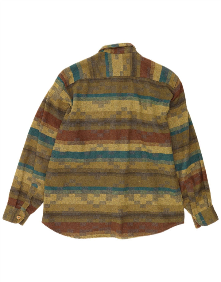 Massaro Mens Flannel Shirt Large Khaki Striped