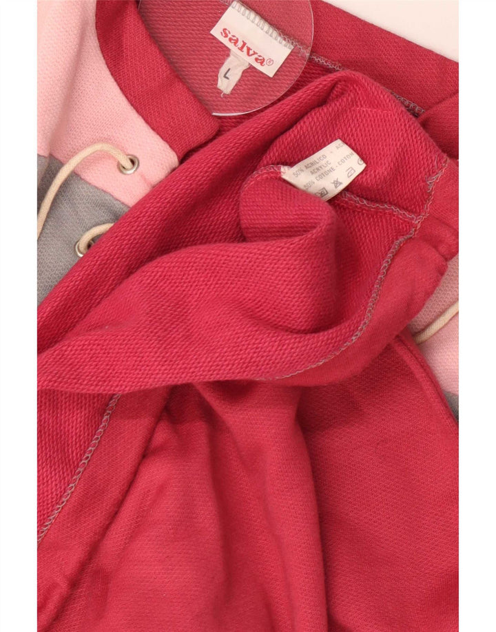 Vintage Womens Oversized Sweatshirt Jumper UK 16 Large Red Colourblock