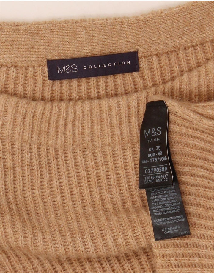 Marks & Spencer Womens Longline Boat Neck Jumper Sweater UK 20 2XL Beige