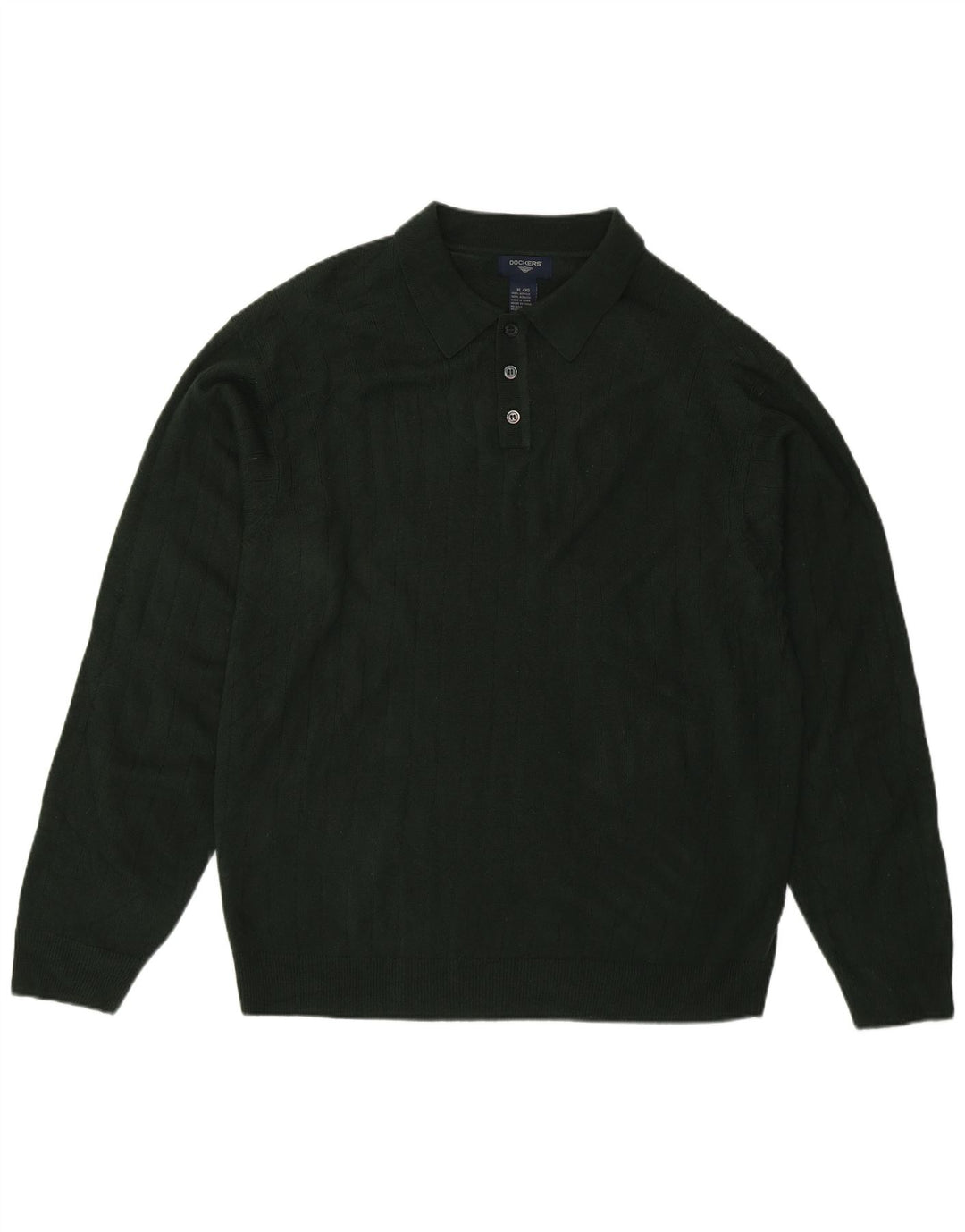 Dockers Mens Polo Neck Jumper Sweater XL Green Acrylic