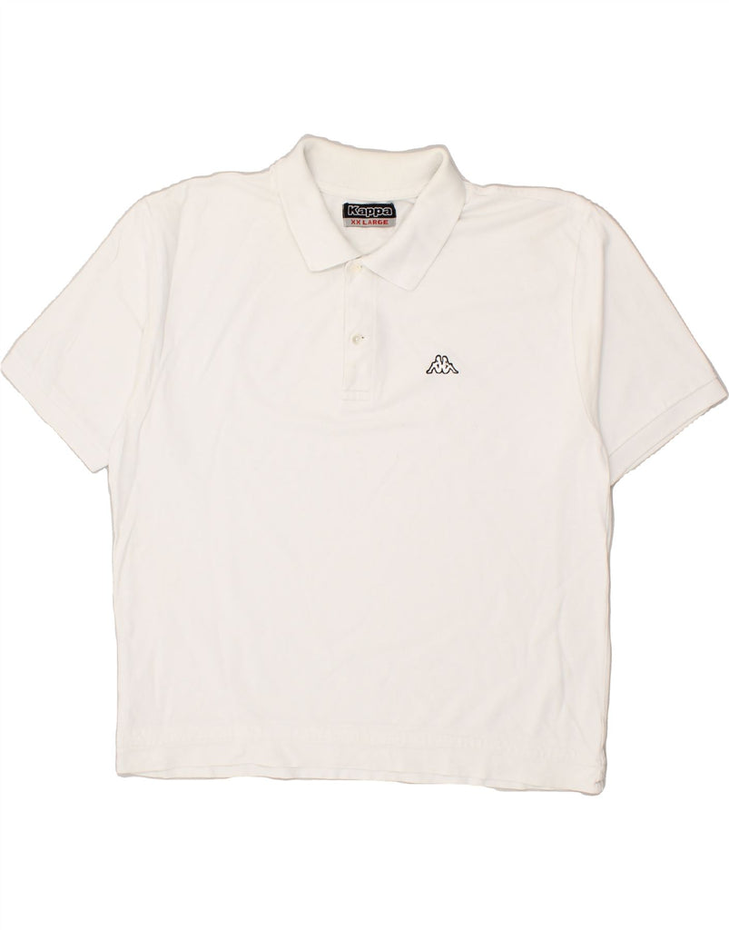 KAPPA Mens Slim Polo Shirt 2XL White Vintage Kappa and Second-Hand Kappa from Messina Hembry 