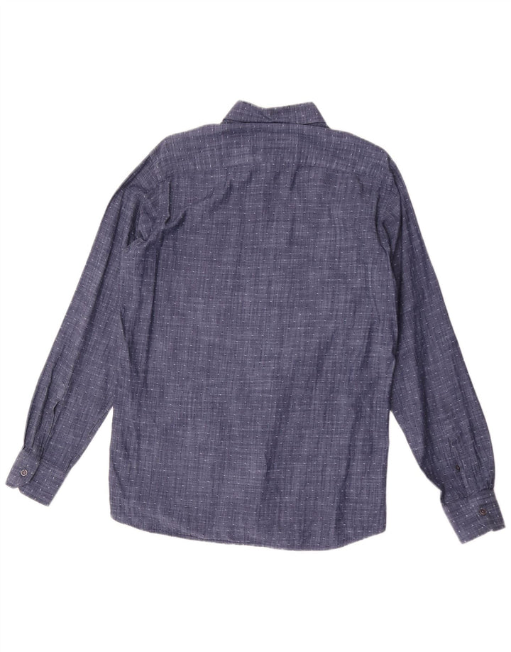 Coveri Mens Shirt Medium Navy Blue Spotted Cotton