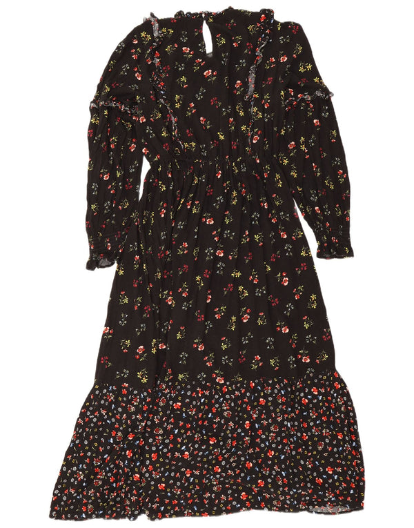 Marks & Spencer Womens Maxi Dress UK 10 Small Black Floral Viscose
