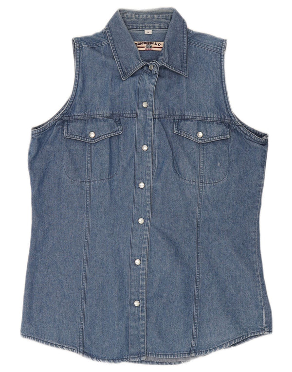 Brandon & C Womens Sleeveless Denim Shirt UK 14 Medium Blue