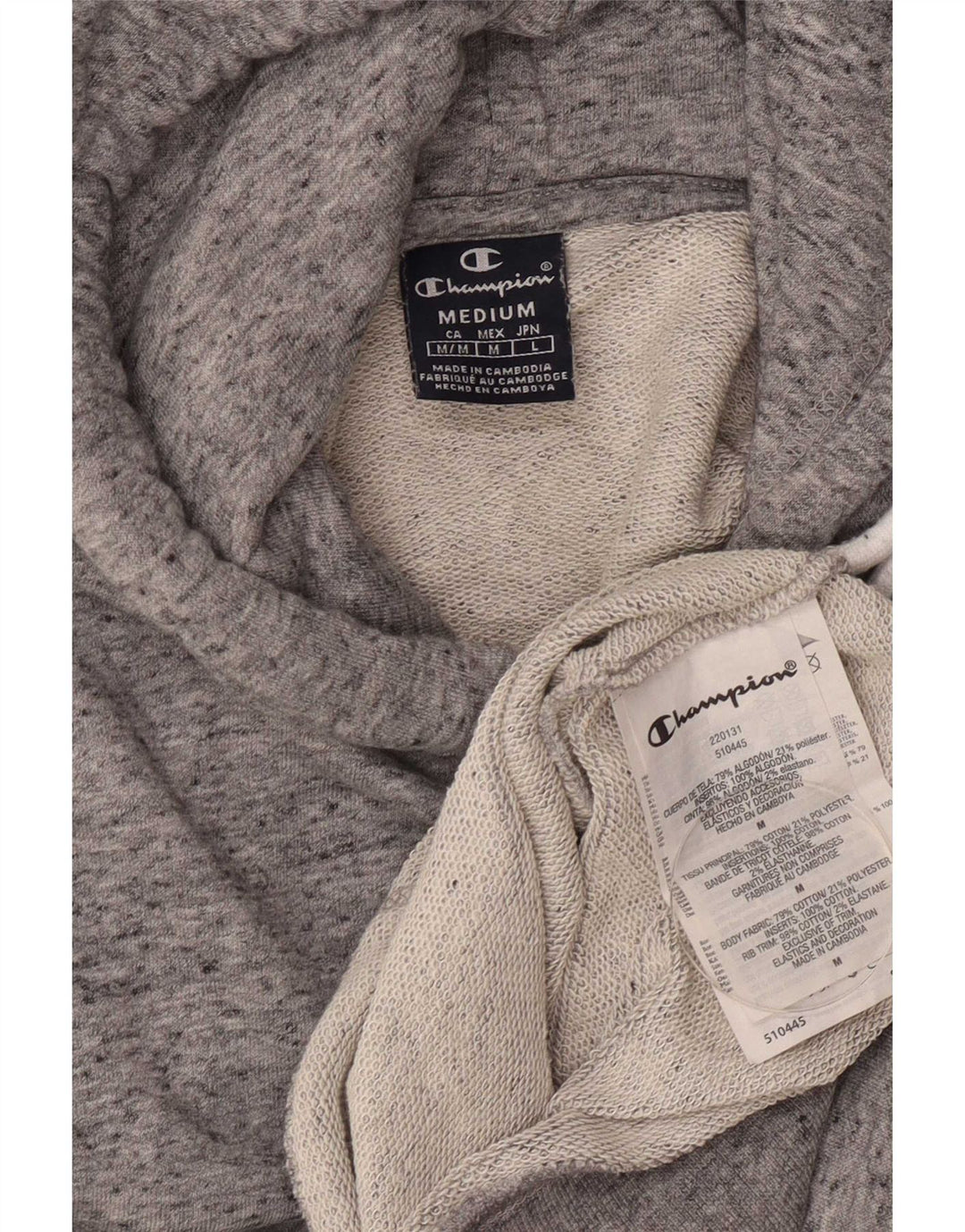 Champion Mens Hoodie Jumper Medium Grey Flecked Cotton