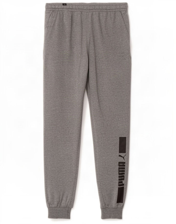 Puma Mens Graphic Tracksuit Trousers Joggers Large Grey Cotton