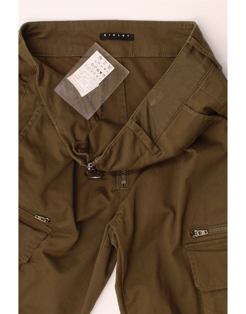 SISLEY Womens Straight Cargo Trousers UK 10 Small W30 L24 Green Cotton Vintage Sisley and Second-Hand Sisley from Messina Hembry 