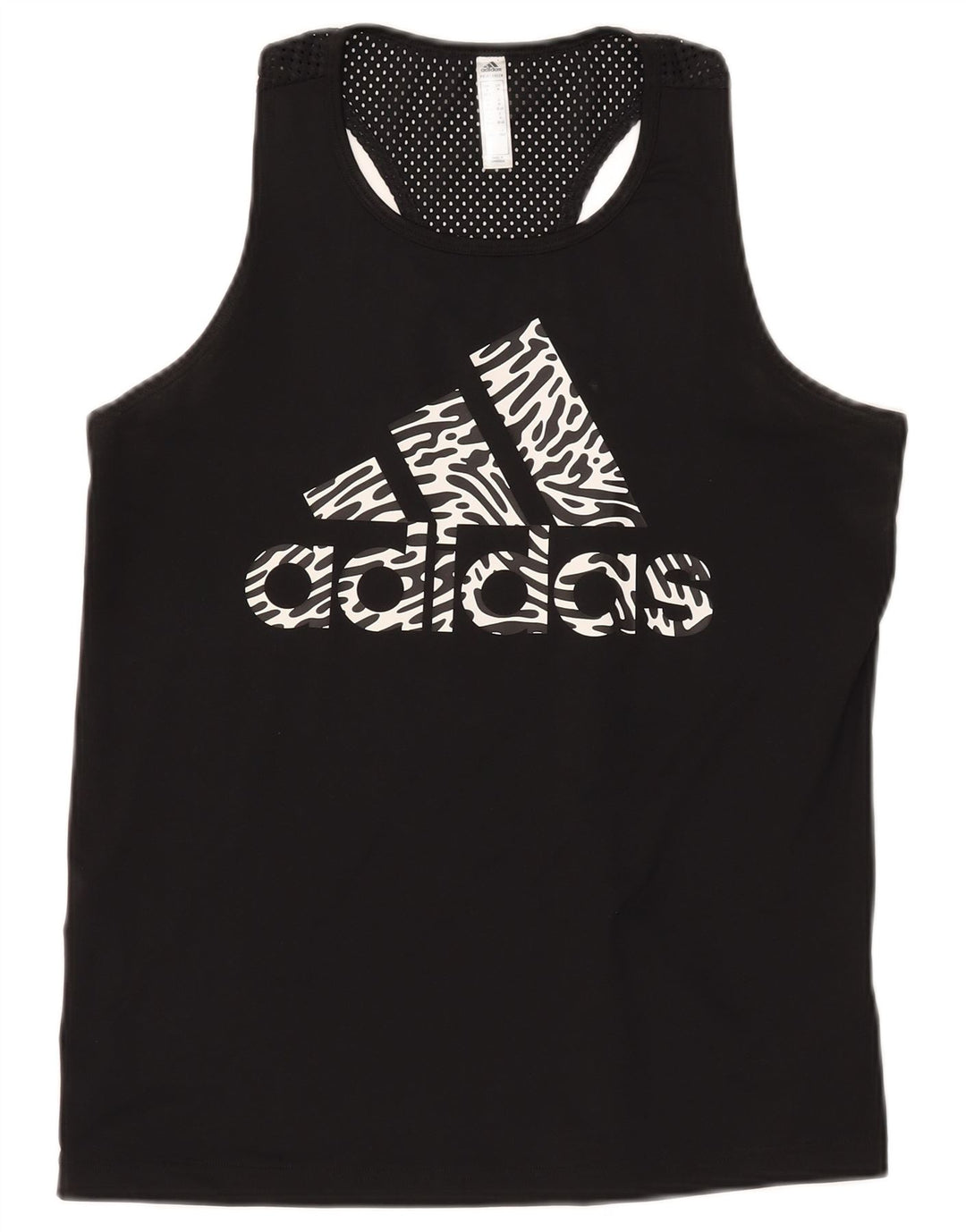 ADIDAS Womens Graphic Vest Top UK 12/14 Medium Black Polyester