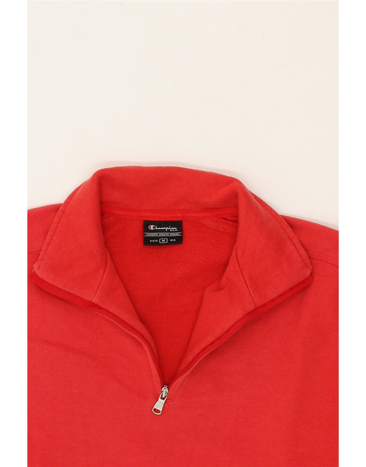 CHAMPION Mens Zip Neck Sweatshirt Jumper Medium Red Cotton Vintage Champion and Second-Hand Champion from Messina Hembry 