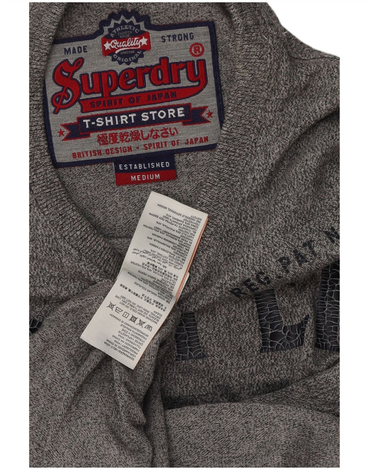 Superdry Mens Graphic T-Shirt Top Medium Grey Cotton