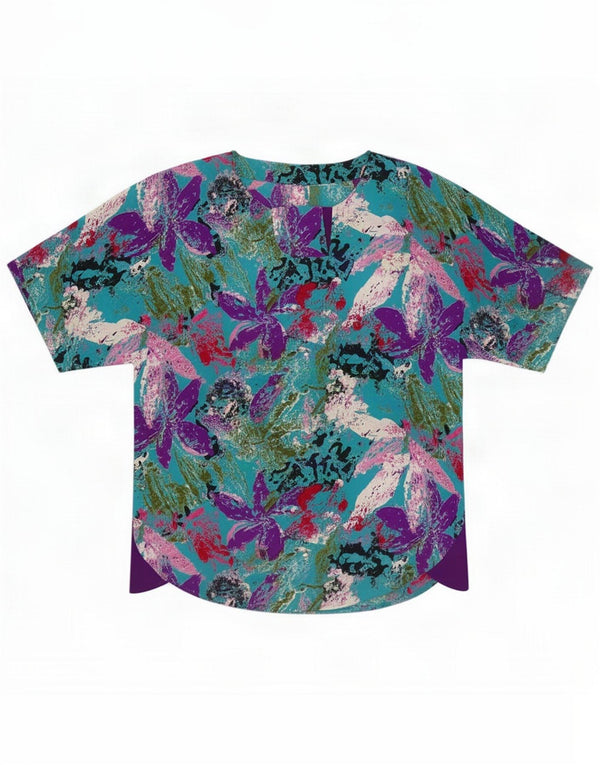 Vintage Womens Blouse Top UK 18 XL Multicoloured Floral Polyester