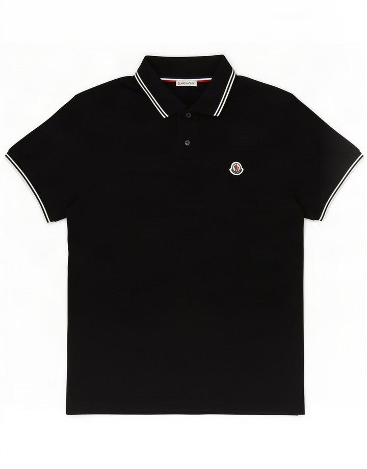 Moncler Mens Polo Shirt Medium Black Cotton