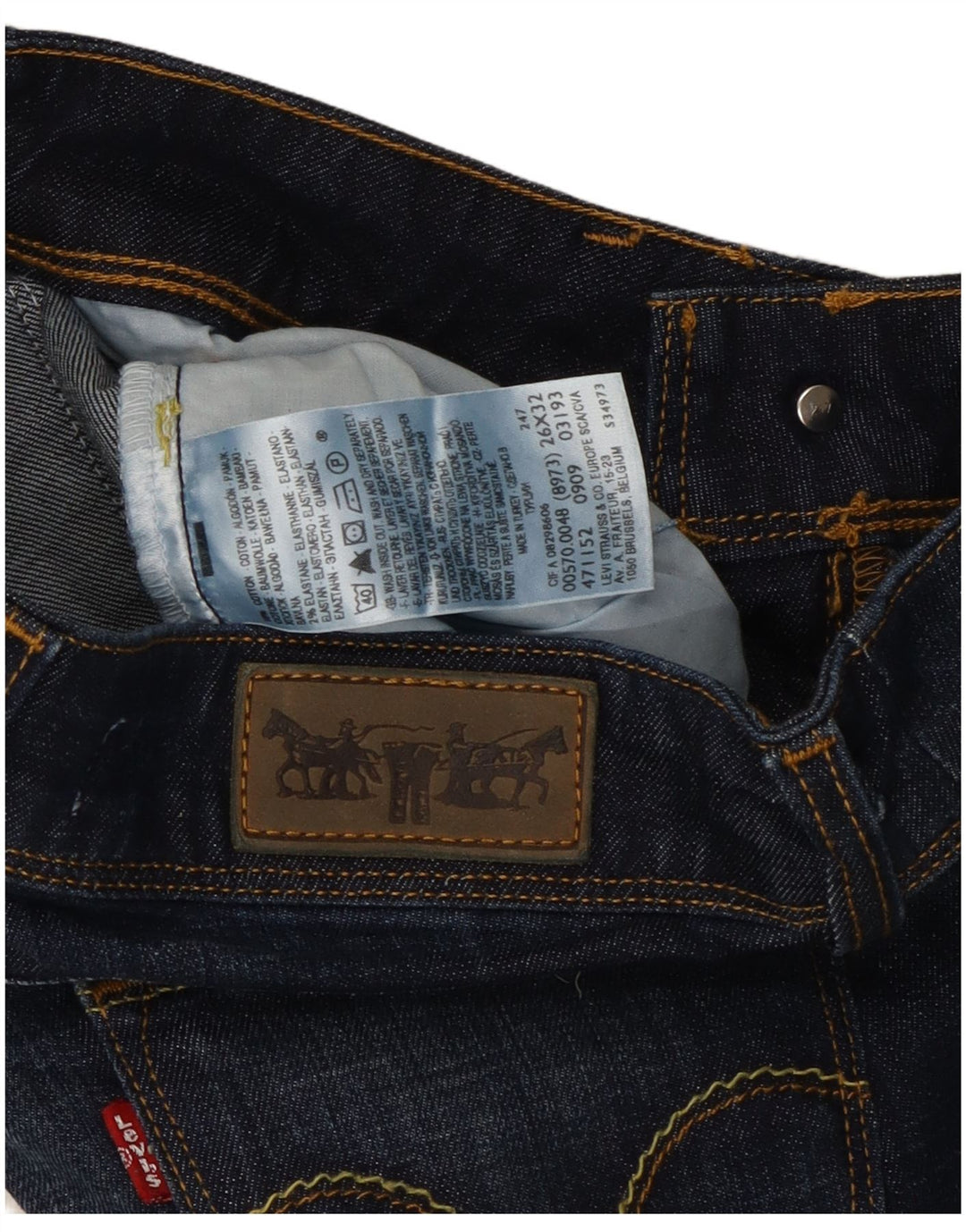 Levi's Womens 570 Straight Jeans W26 L32 Navy Blue Cotton