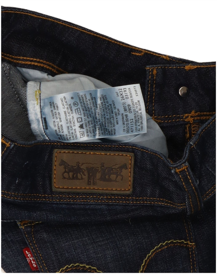 Levi's Womens 570 Straight Jeans W26 L32 Navy Blue Cotton