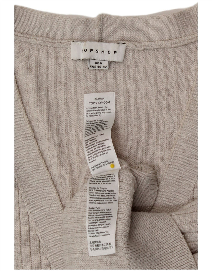 Topshop Womens Crop Oversized Cardigan Sweater UK 14 Medium Grey Polyester