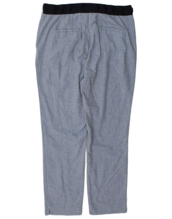 Zara Womens High Waist Cropped Trousers Large W30 L26 Blue Colourblock