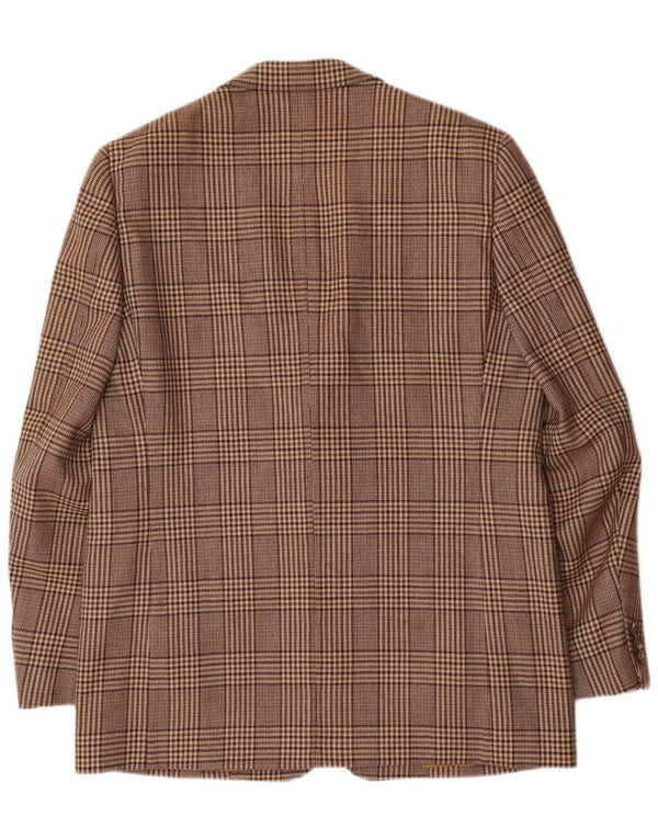 Vintage Mens 2 Button Blazer Jacket UK 42 XL Brown Check Wool