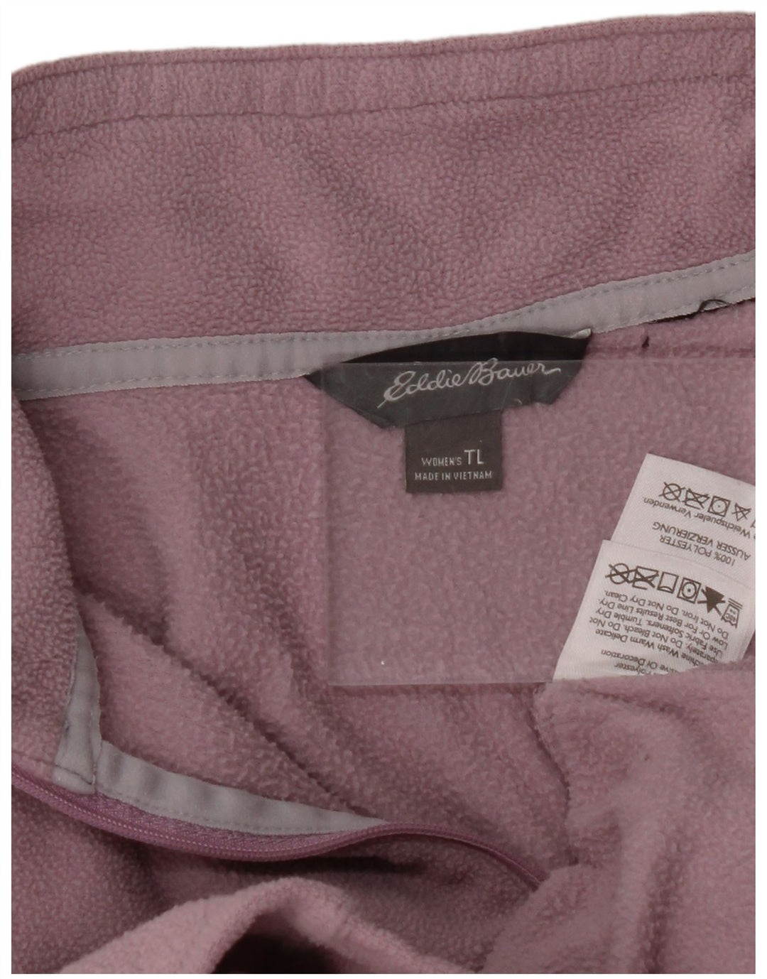 EDDIE BAUER Womens Zip Neck Fleece Jumper UK 16 Large Purple Polyester