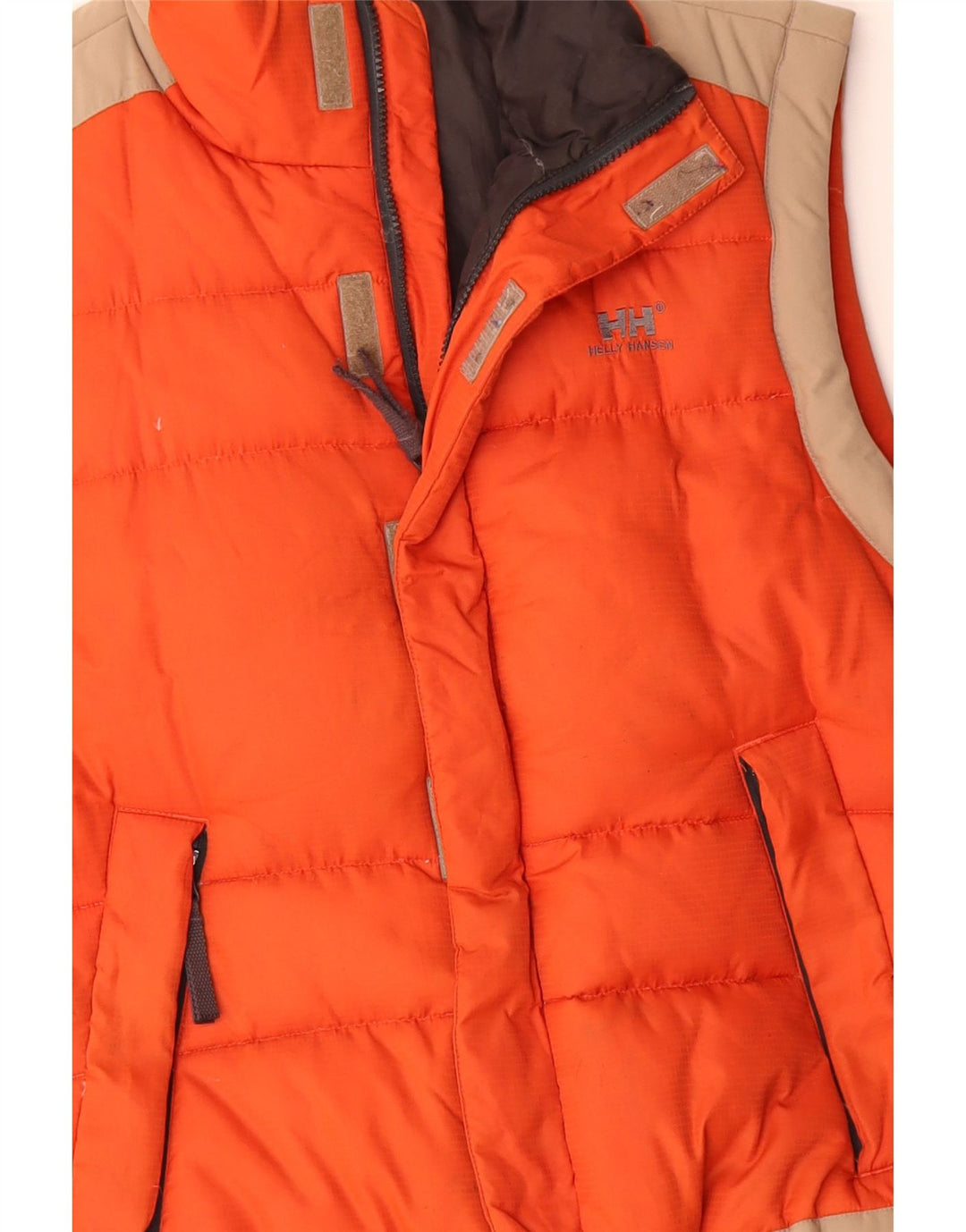 HELLY HANSEN Mens Padded Gilet UK 38 Medium Orange Colourblock Nylon