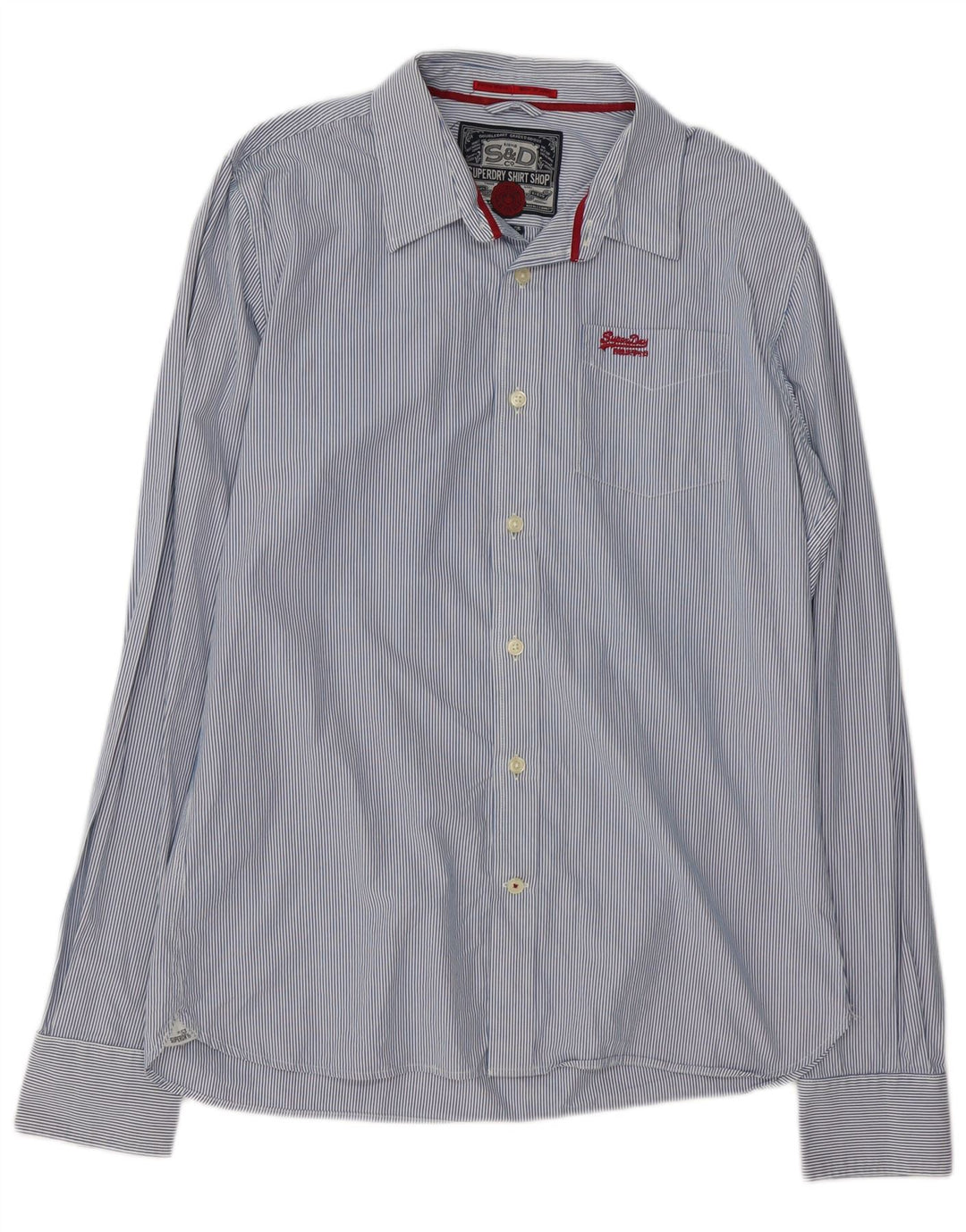 Superdry Mens Shirt 2XL Blue Pinstripe Cotton