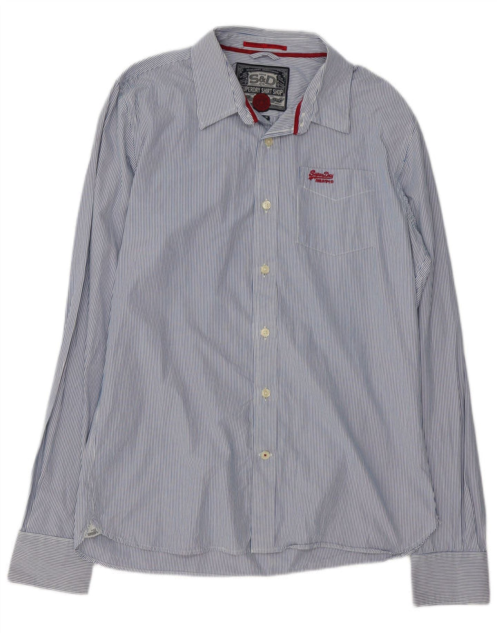 Superdry Mens Shirt 2XL Blue Pinstripe Cotton
