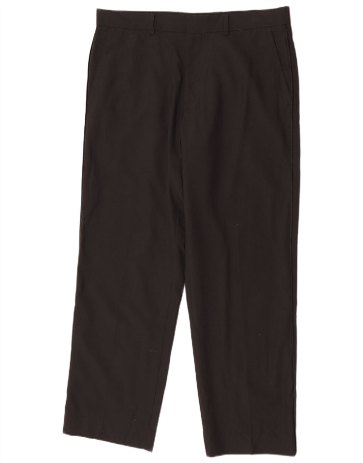 Marks & Spencer Mens Straight Chino Trousers W34 L29 Black Polyester