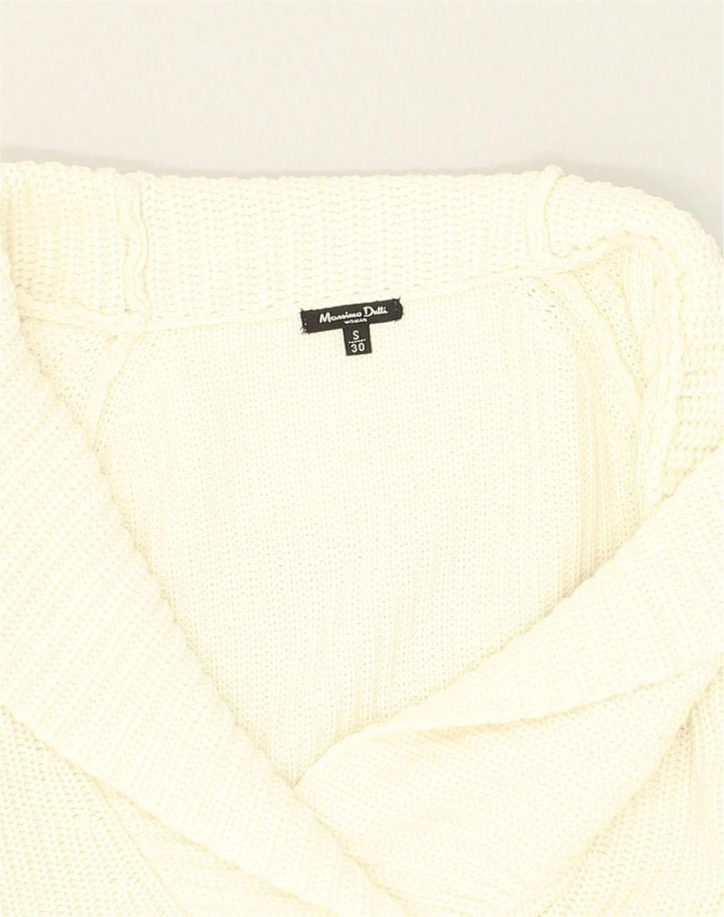 MASSIMO DUTTI Womens Shawl Neck Jumper Sweater UK 10 Small White Cotton | Vintage Massimo Dutti | Thrift | Second-Hand Massimo Dutti | Used Clothing | Messina Hembry 