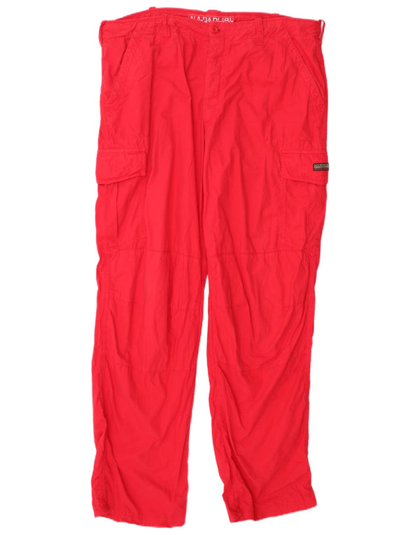 Napapijri Mens Geographic Straight Cargo Trousers IT 54 2XL W38 L32 Red