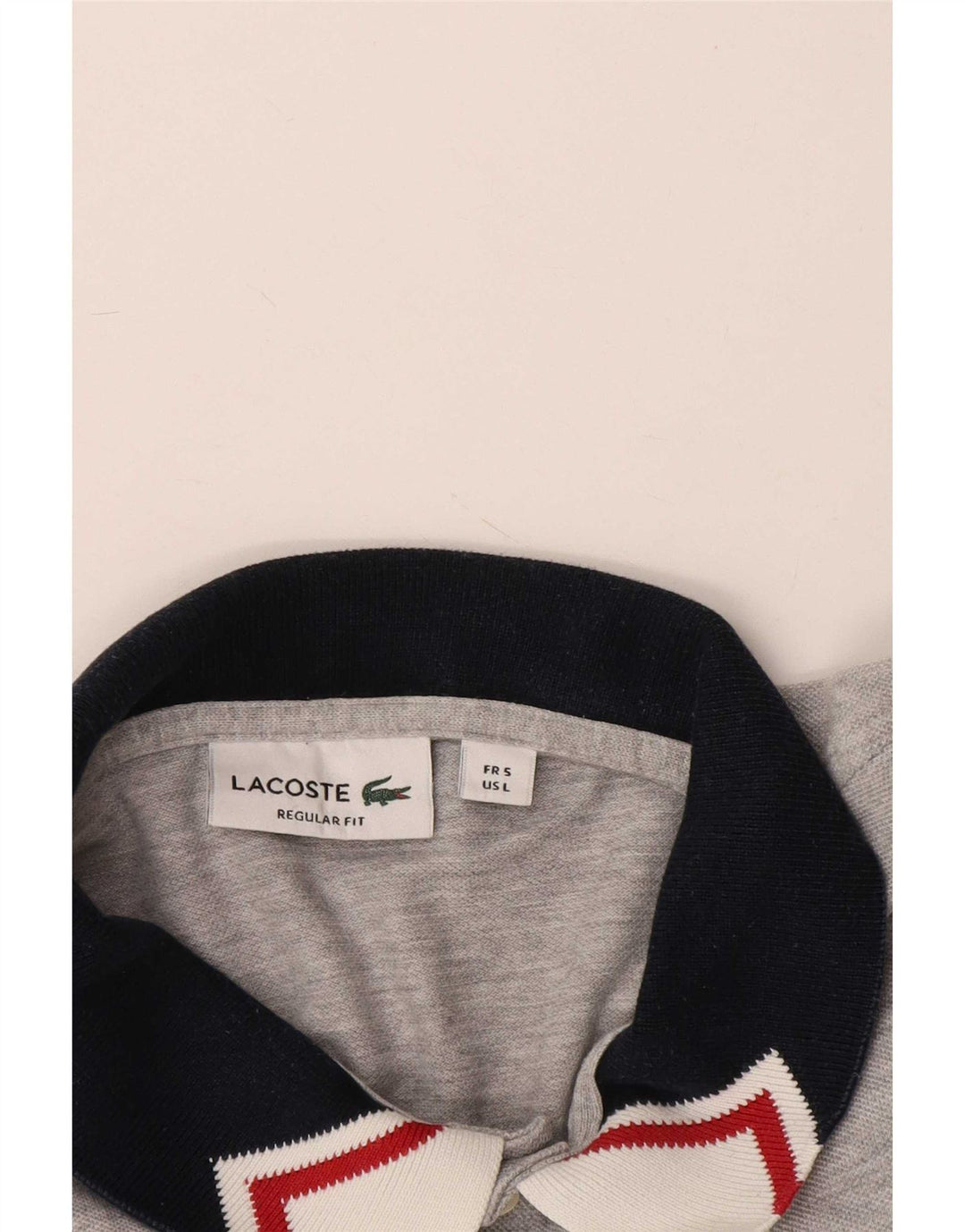 Lacoste Mens Regular Fit Rugby Polo Shirt Size 5 Large Grey Colourblock