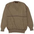 MALAGRIDA Mens V-Neck Jumper Sweater Medium Grey Geometric Wool