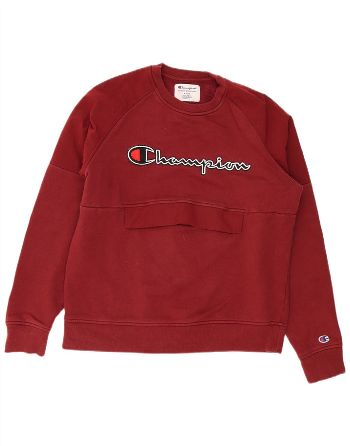 Champion Mens Graphic Sweatshirt Jumper Medium Burgundy Cotton