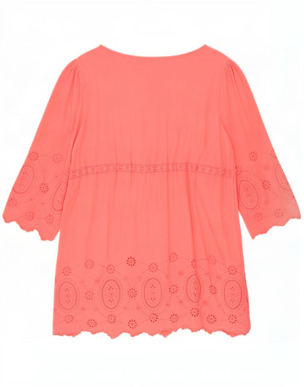 Ghost Womens 3/4 Sleeve Tunic Dress UK 16 Large Pink Floral Viscose