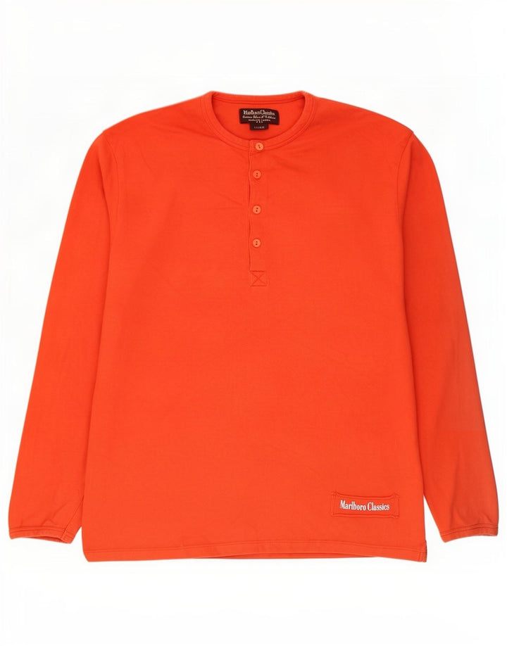 Marlboro Classics Mens Top Long Sleeve XL Orange Cotton