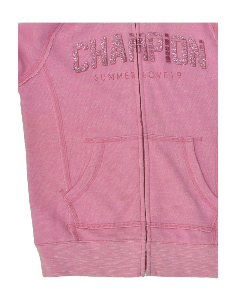 CHAMPION Girls Graphic Zip Hoodie Sweater 11-12 Years Large Pink | Vintage Champion | Thrift | Second-Hand Champion | Used Clothing | Messina Hembry 