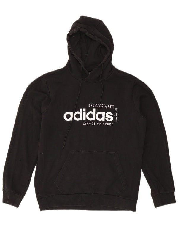 Adidas Mens Graphic Hoodie Jumper Medium Black Cotton