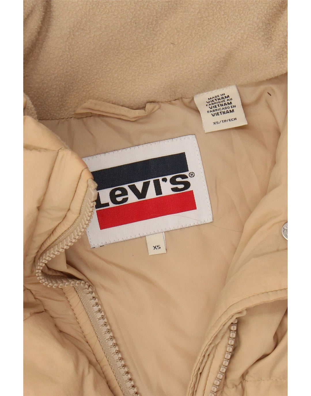 LEVI'S Womens Oversized Padded Jacket UK 6 XS Beige Polyamide