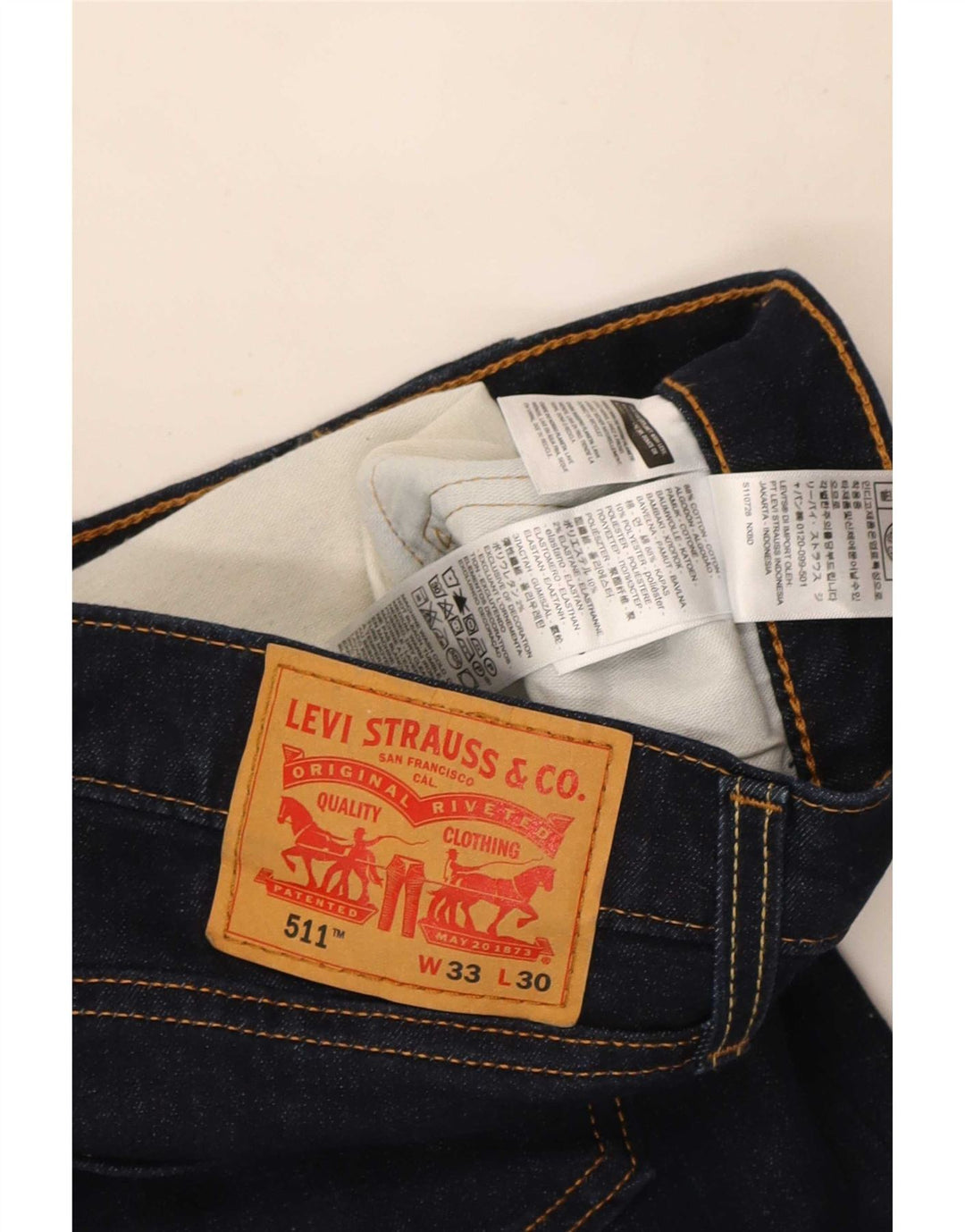 Levi's Mens 511 Slim Jeans W33 L30 Navy Blue Cotton