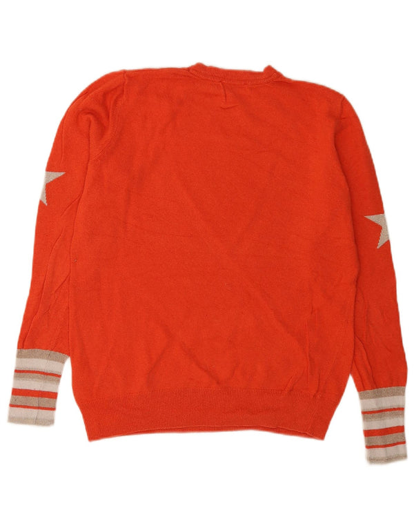 MINT VELVET Womens Graphic Crew Neck Jumper Sweater UK 6 XS Orange Striped