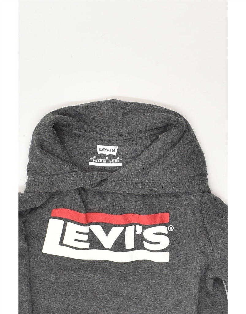 LEVI'S Boys Graphic Hoodie Jumper 10-11 Years Medium  Grey Cotton | Vintage Levi's | Thrift | Second-Hand Levi's | Used Clothing | Messina Hembry 