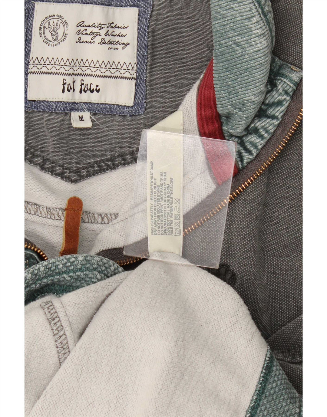 Fat Face Mens Zip Neck Sweatshirt Jumper Medium Grey Cotton