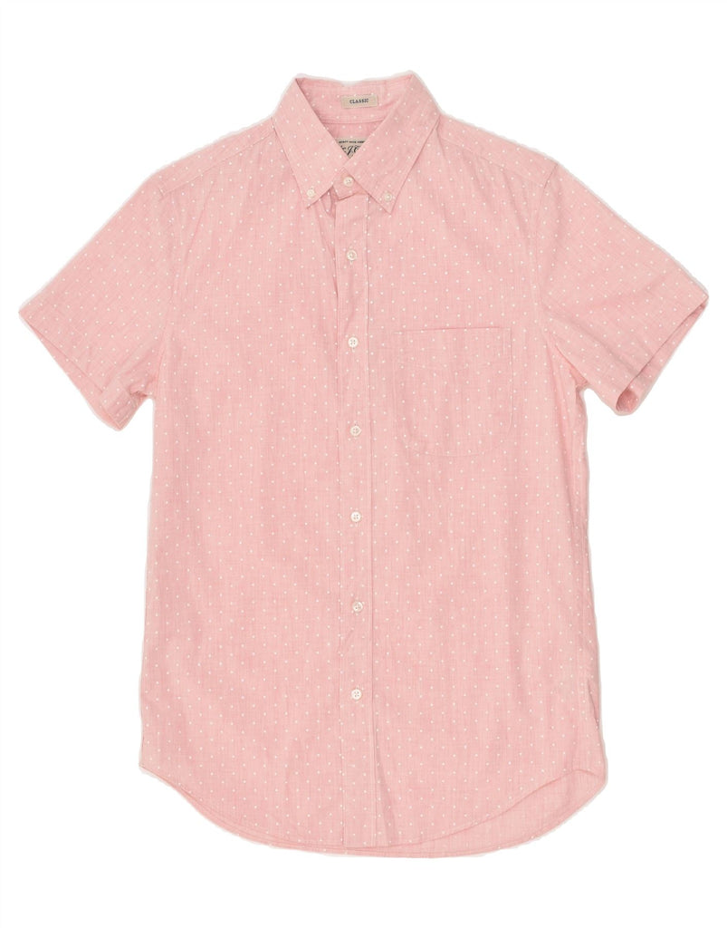 J. CREW Mens Classic Fit Short Sleeve Shirt XS Pink Polka Dot Cotton | Vintage J. Crew | Thrift | Second-Hand J. Crew | Used Clothing | Messina Hembry 