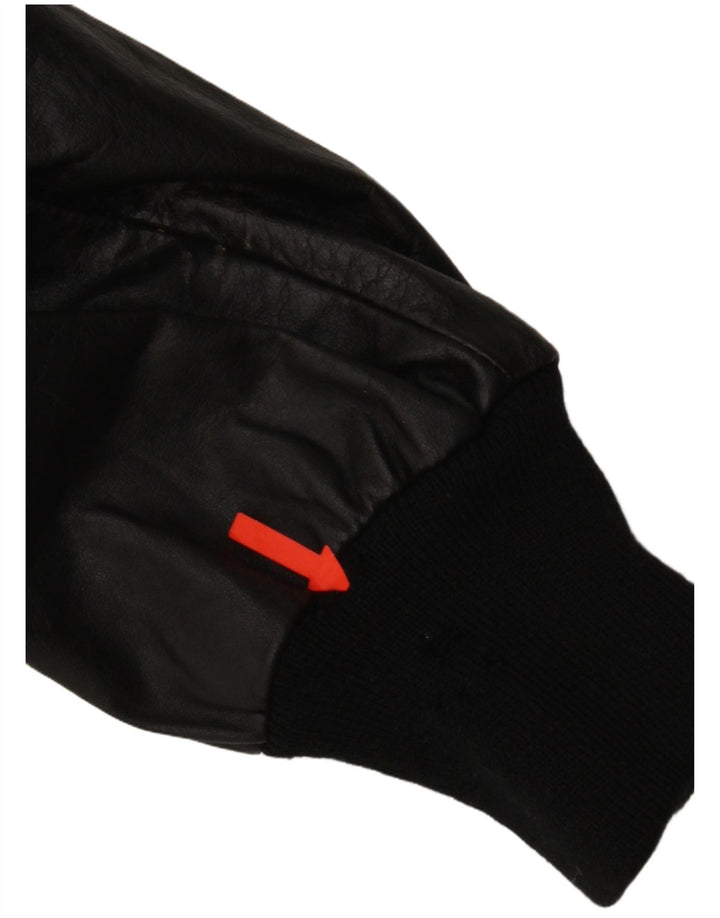 Piccini Mens Leather Jacket IT 58 2XL Black Leather