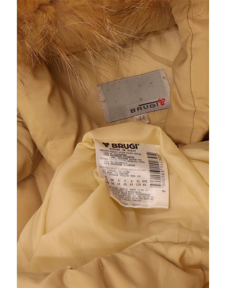 BRUGI Womens Hooded Padded Coat IT 44 Medium Beige Polyester